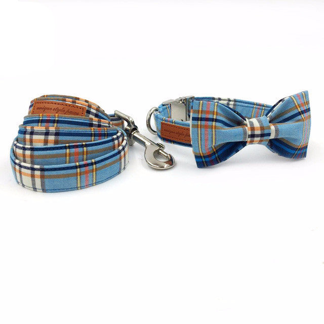 Blue Collar with our without Bow and Matching Leash